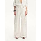Rhythm in the Same Frequency Tencel linen workwear style wide-leg casual pants