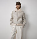 Makino's Fun Lapel Wool Artificial Compound Leather Short Style Shearling Jacket