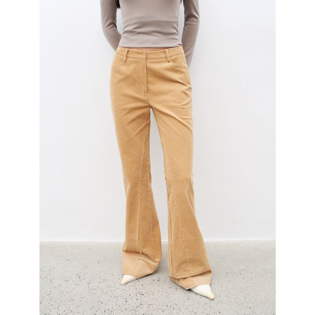 Road to Extraordinary Retro modern versatile slim corduroy flared trousers