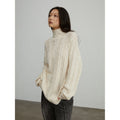 Warm-Embrace JacquardLoose slimming straight high collar fashion top 100% cotton women's winter