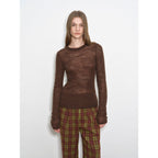 Lazy Day Essential Textured Mohair Blend Round Neck Stretch Knit Base Layer for Fall/Winter Women