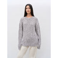 Thousand Islands Forest Club Cable-cut Round Neck Wool Blend Slightly Wide Shoulder Sweater