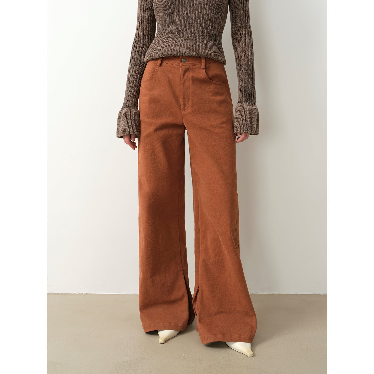 Mid-Autumn Afternoon Haute couture retro versatile straight-leg slightly flared wide-leg casual pants