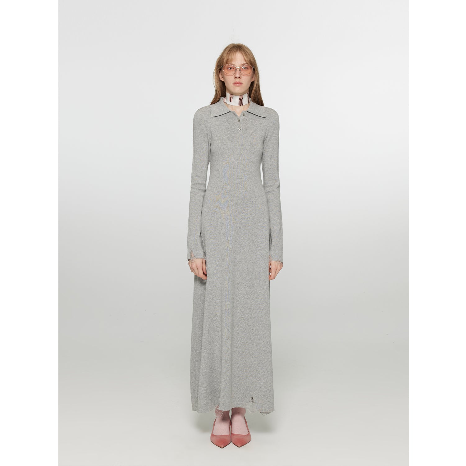 Spring Muse Merino Wool / Exquisite Polo Collar Waist-cinching Knit A-line Dress for Women