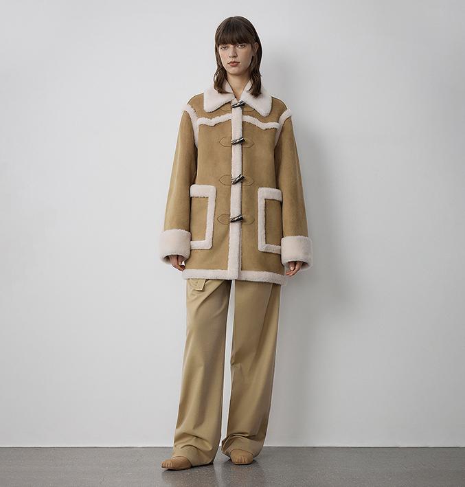 Western SunsetWinter  Wool Artificial Compound Suede Shearling Fur Coat for Women