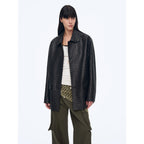 Rembrandt Night New Zealand imported lambskin perforated woven leather jacket spring