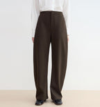 Nostalgic Stroll Wool Blended High Waist Curved Scimitar Casual Pants for Women