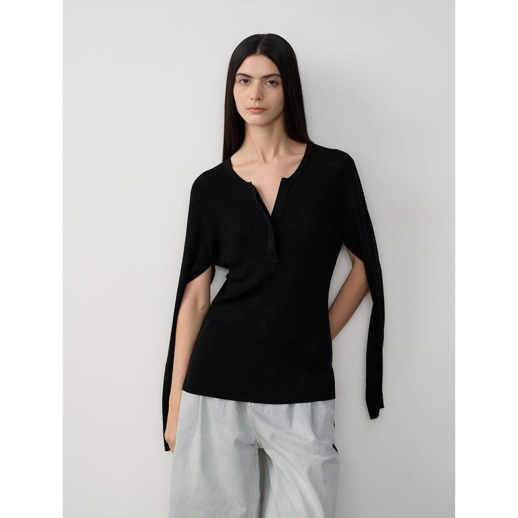 Moonlight Schumann Tencel wool blend long-sleeved sweater thin top