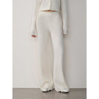 Lazy urban Yangtze Merino wool polo-neck cardigan straight-leg knitted pants suit