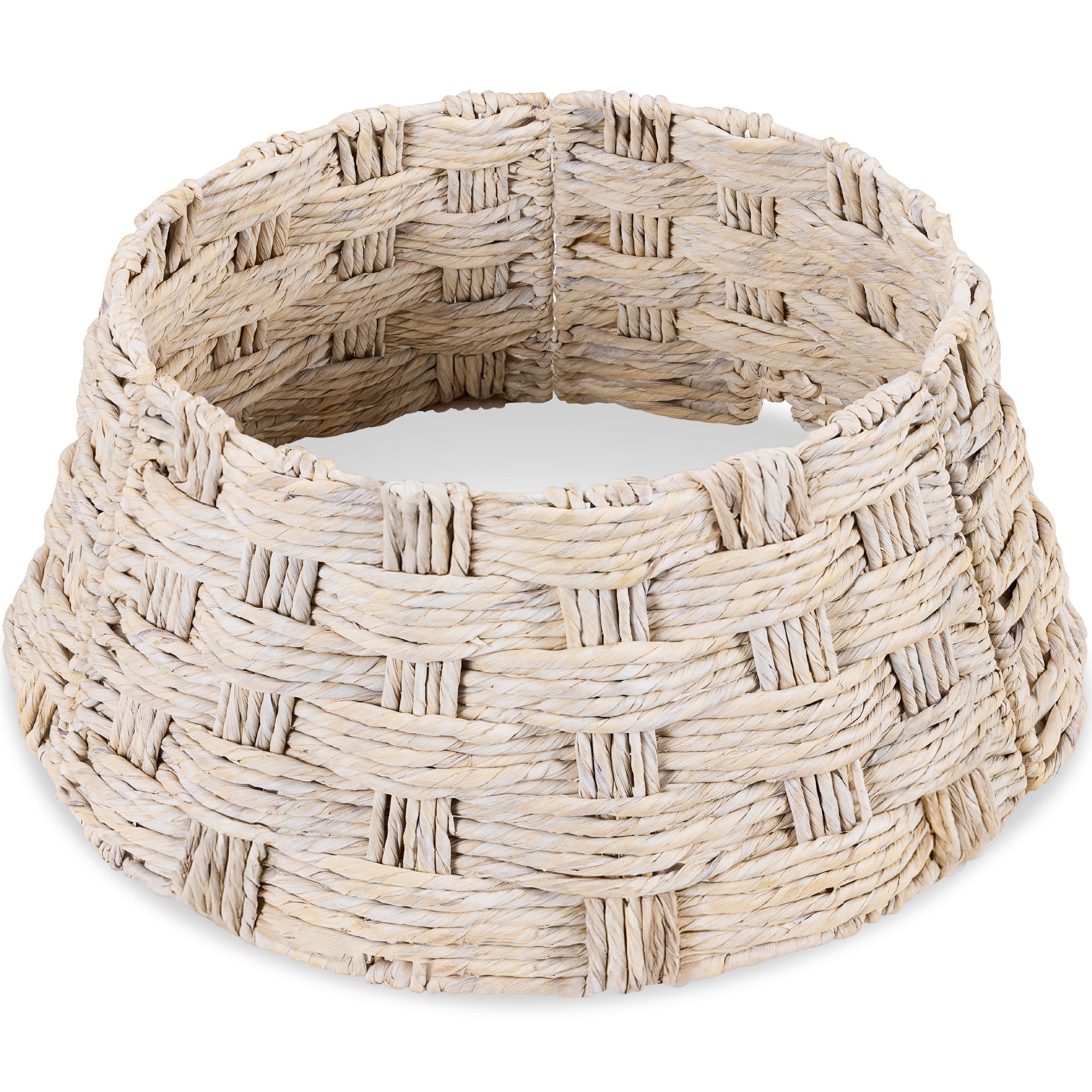 Basket Woven Hyacinth Christmas Holiday Tree Collar - 24in - Transparent White