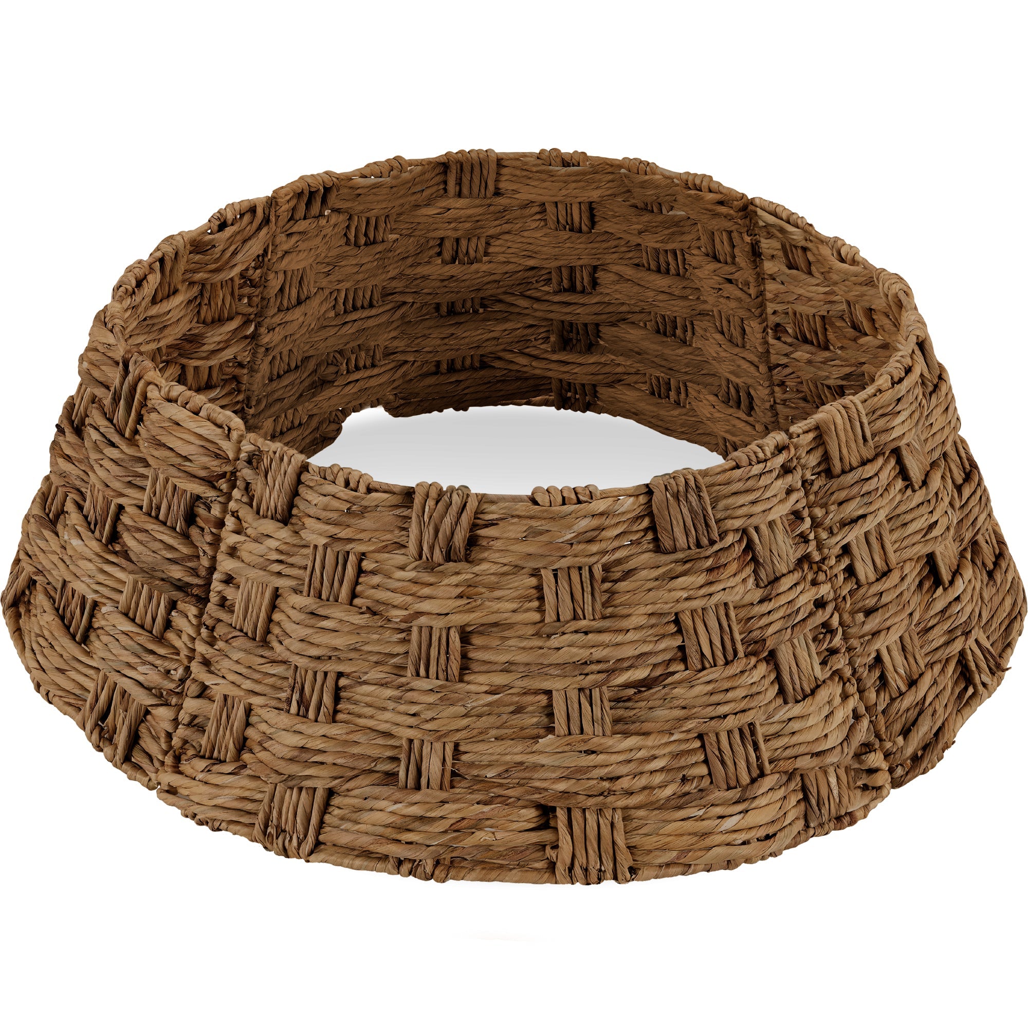 Basket Woven Hyacinth Christmas Holiday Tree Collar - 36in - Chestnut