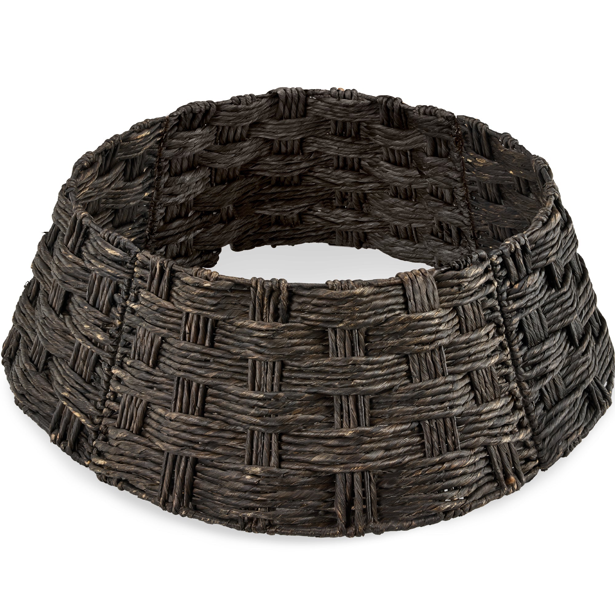Basket Woven Hyacinth Christmas Holiday Tree Collar - 36in - Tobacco