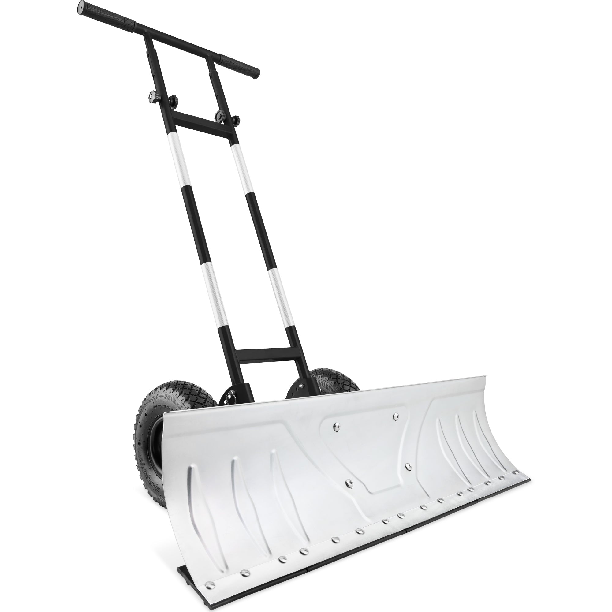 Galvanized Blade 2-Wheel Snow Pusher w/ Adjustable Handle - 36in - Galvanized