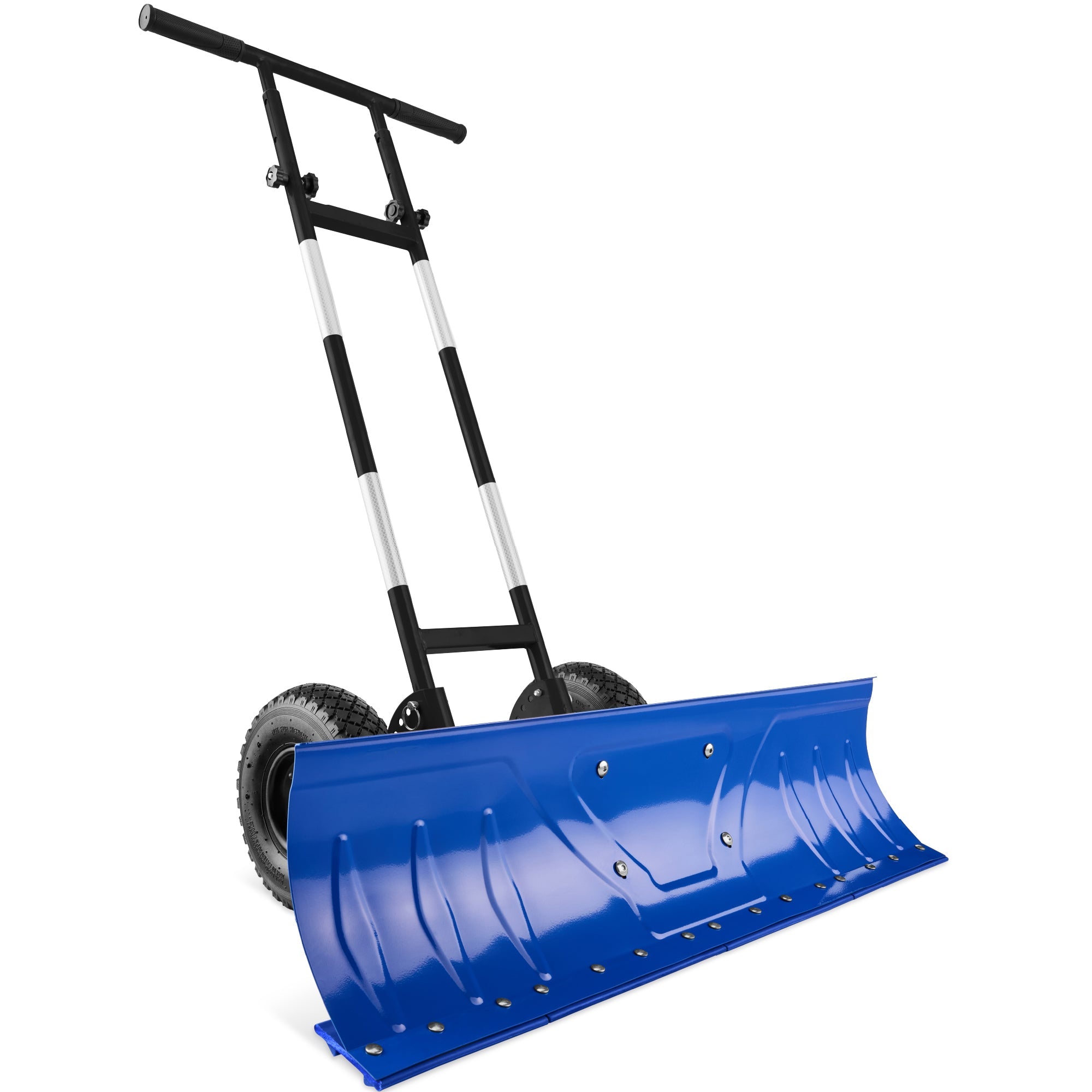 Galvanized Blade 2-Wheel Snow Pusher w/ Adjustable Handle - 36in - Blue Galvanized