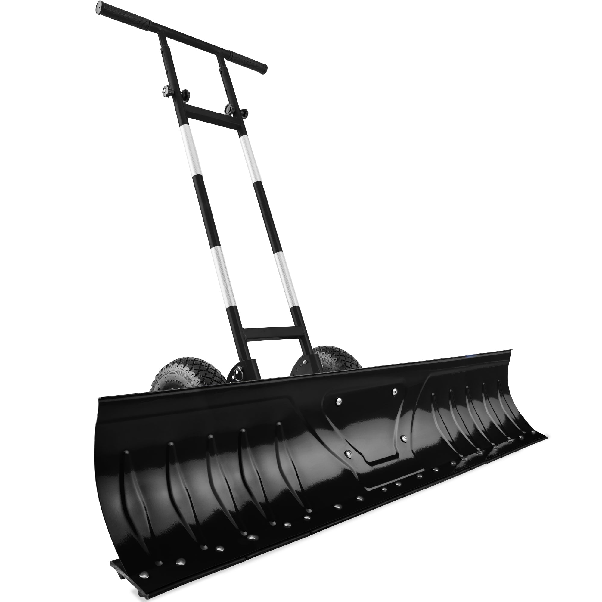 2-Wheel Snow Pusher w/ Adjustable Handle, Reflective Tape - 48in - Black