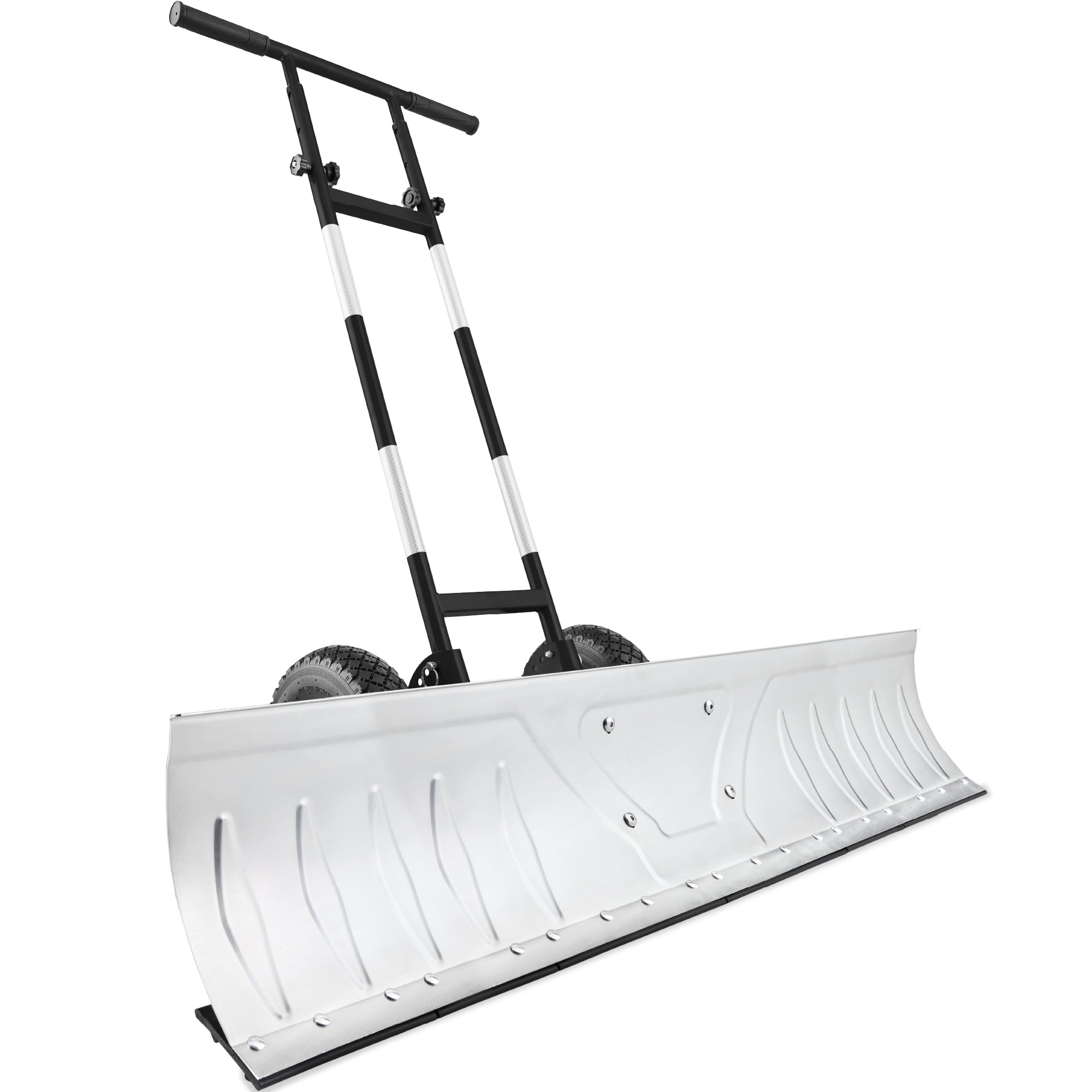 2-Wheel Snow Pusher w/ Adjustable Handle, Reflective Tape - 48in - Silver