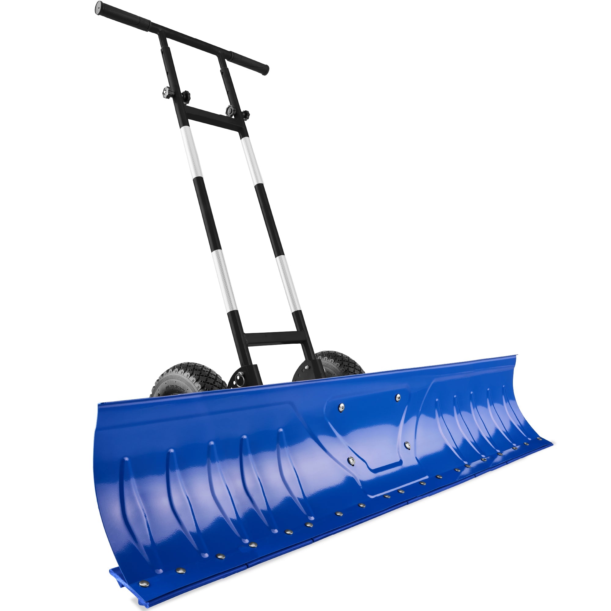 2-Wheel Snow Pusher w/ Adjustable Handle, Reflective Tape - 48in - Blue