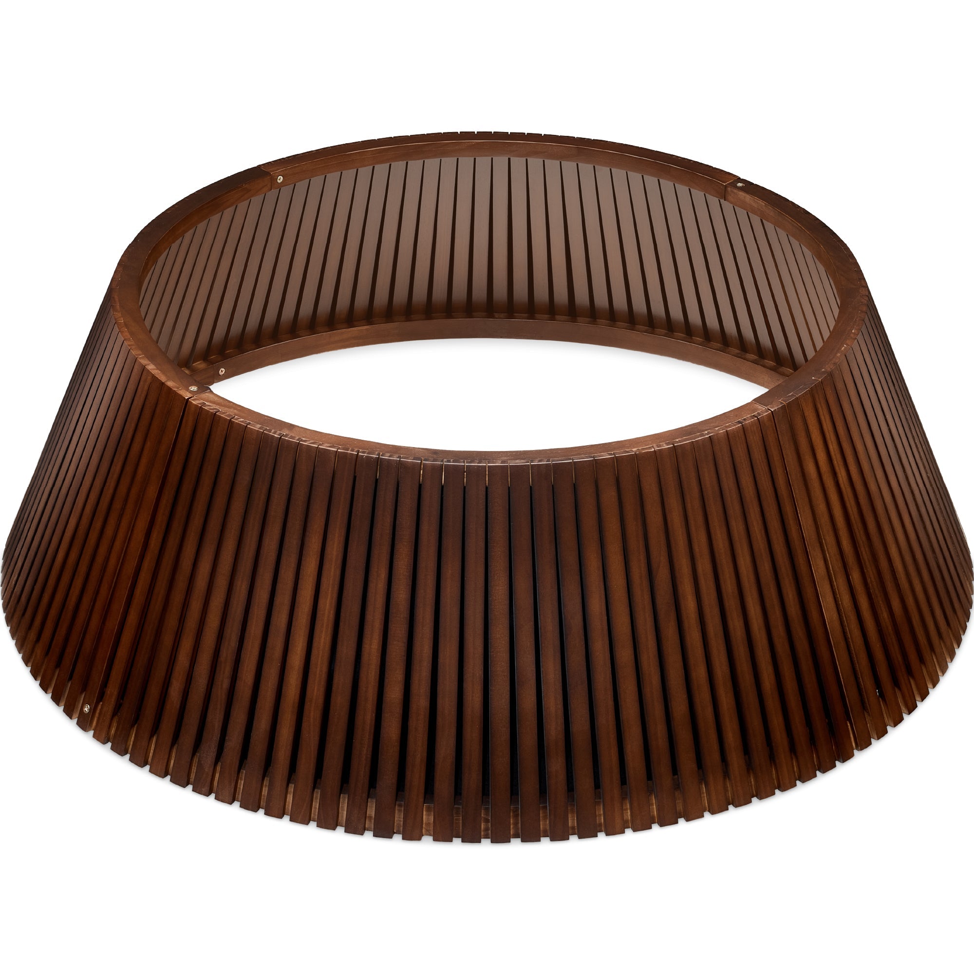 Christmas Tree Collar, Solid Wood Slatted Tree Accessory - 36in - Walnut