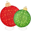 2pc Lighted Pop-Up Christmas Ornaments Decoration w/ 220 LED Lights, Stand - Red & Green