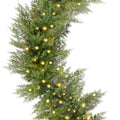 Pre-Lit Cedar Cypress Christmas Realistic Garland w/ Twinkling LEDs - 9ft