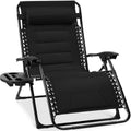 Oversized Padded Zero Gravity Chair, Folding Recliner w/ Headrest, Side Tray - Black