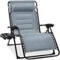Oversized Padded Zero Gravity Chair, Folding Recliner w/ Headrest, Side Tray - Breeze Blue