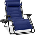 Oversized Padded Zero Gravity Chair, Folding Recliner w/ Headrest, Side Tray - Cobalt Blue