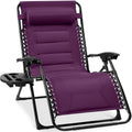 Oversized Padded Zero Gravity Chair, Folding Recliner w/ Headrest, Side Tray - Amethyst Purple