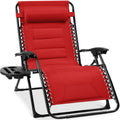 Oversized Padded Zero Gravity Chair, Folding Recliner w/ Headrest, Side Tray - Crimson Red