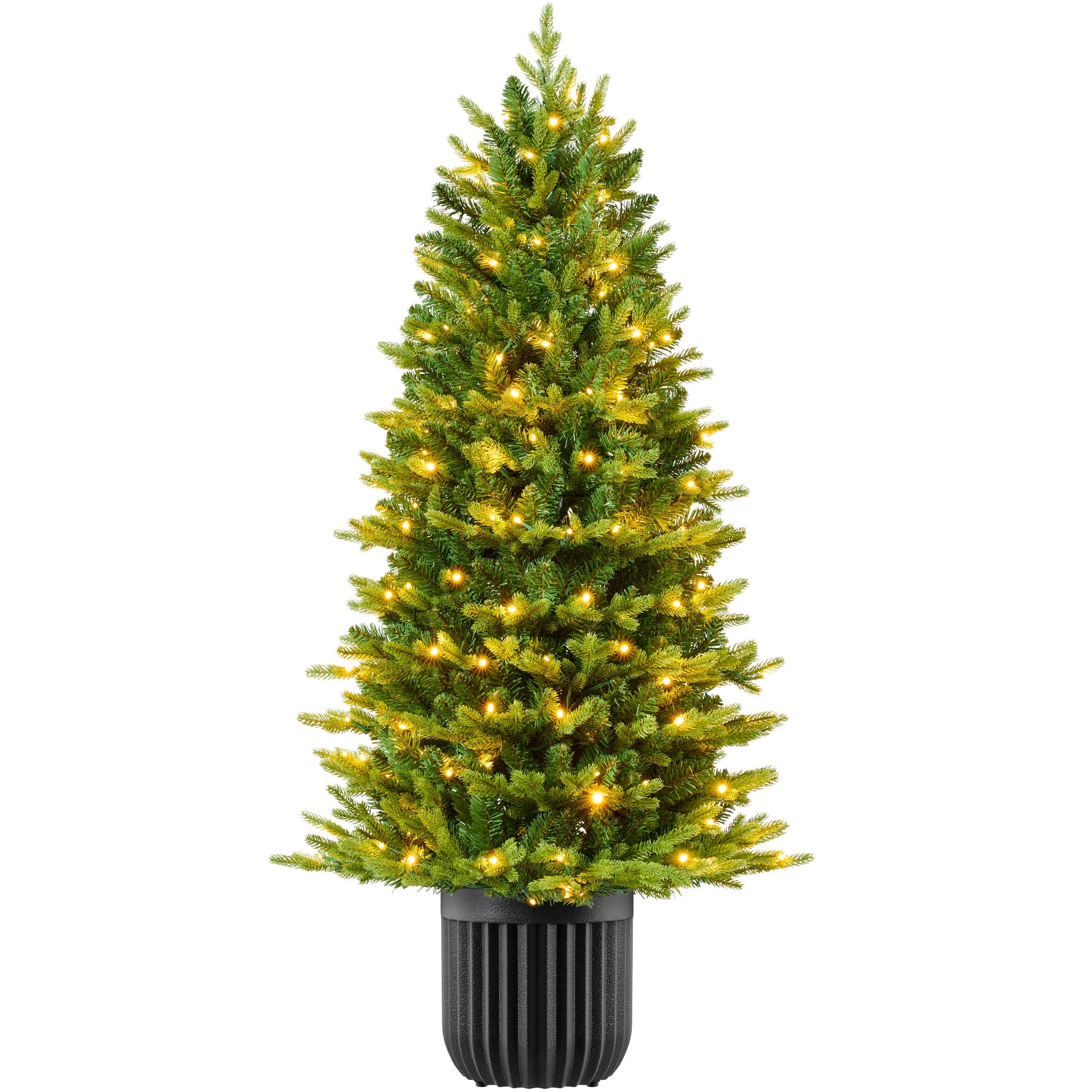 Pre-Lit Potted Christmas Tree w/Twinkling White & Multi LEDs - 6ft