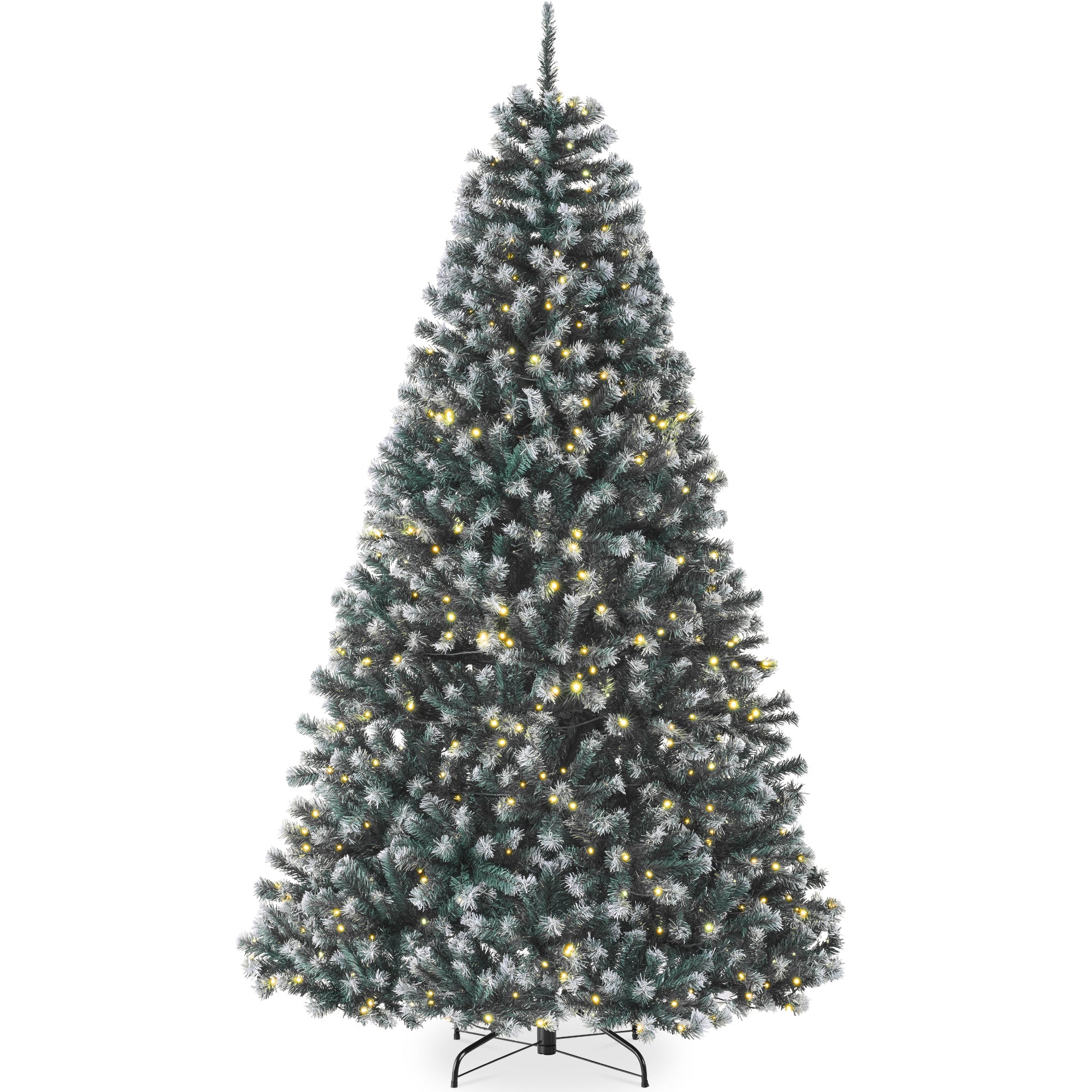 Pre-Lit Frosted Artificial Blue Spruce Christmas Tree, w/Easy Assembly - 6ft