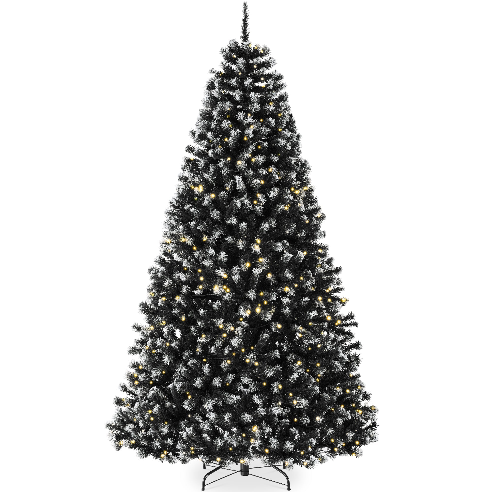 Pre-Lit Frosted Artificial Black Spruce Christmas Tree, w/Easy Assembly - 7.5ft