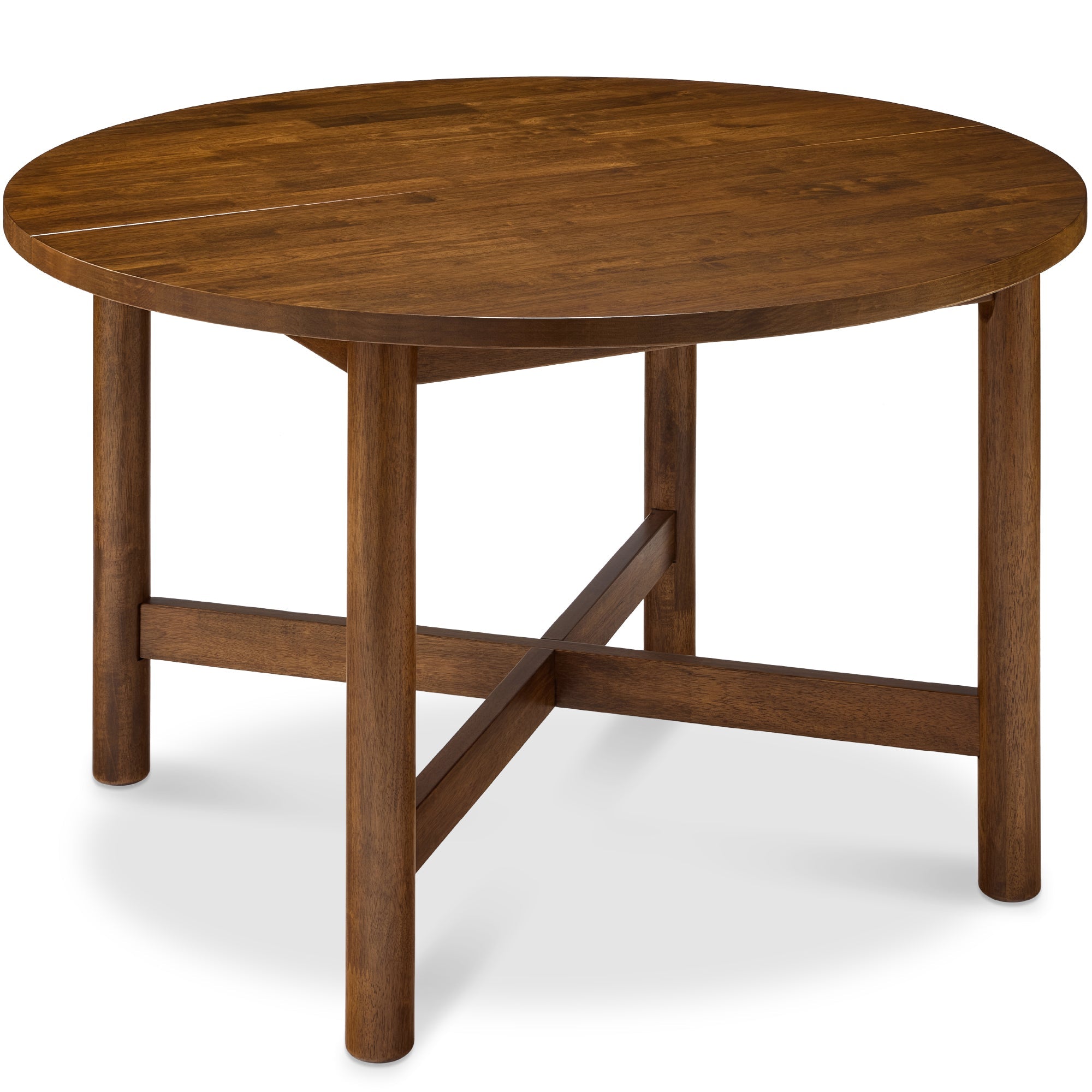 47in Round Solid Wood Dining Table, Modern Farmhouse Table For 4 - Walnut
