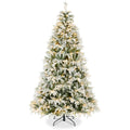 Pre-Lit Flocked Cedar Cypress Christmas Tree w/ Twinkling Lights - 6ft