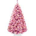 Pre-lit Christmas Tree, Snow Flocked Holiday Decor w/Twinkle Lights - Pink