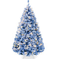Pre-lit Christmas Tree, Snow Flocked Holiday Decor w/Twinkle Lights - Blue