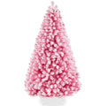 Snow Flocked Colorful Artificial Pine Christmas Tree w/ Foldable Metal Base - Pink