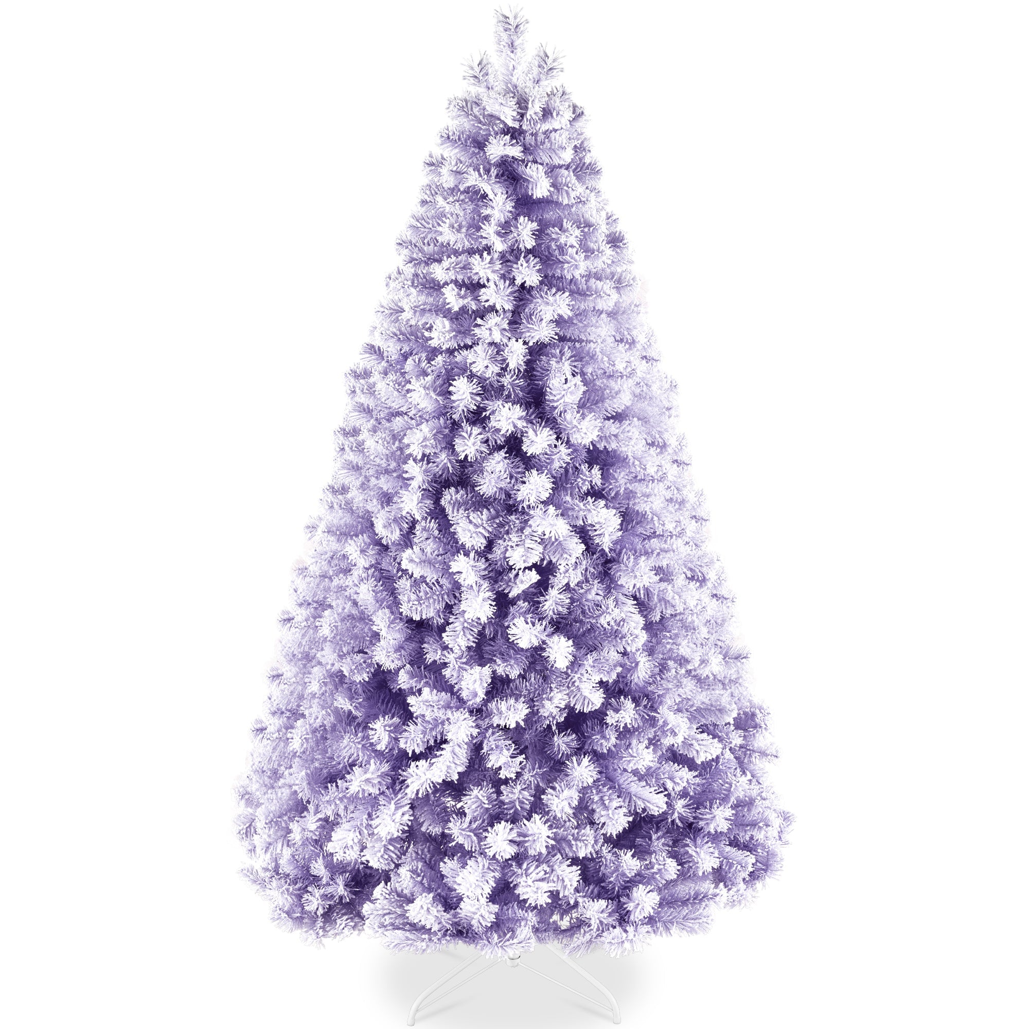 Snow Flocked Colorful Artificial Pine Christmas Tree w/ Foldable Metal Base - Lavender