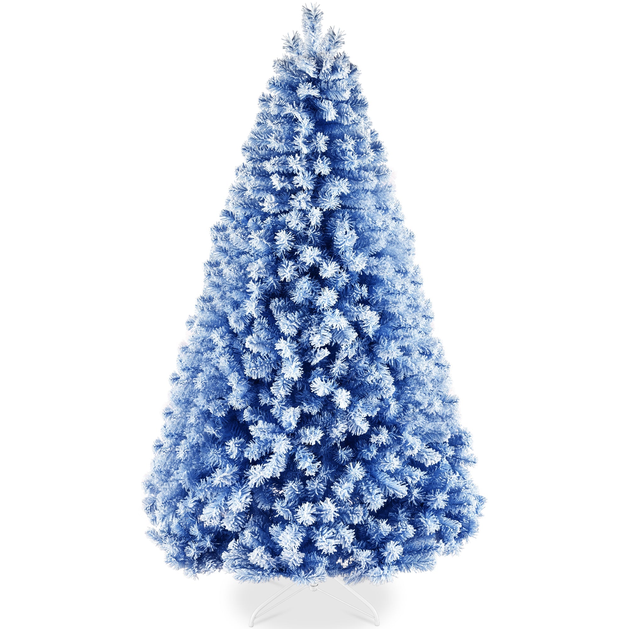 Snow Flocked Colorful Artificial Pine Christmas Tree w/ Foldable Metal Base - Baby Blue