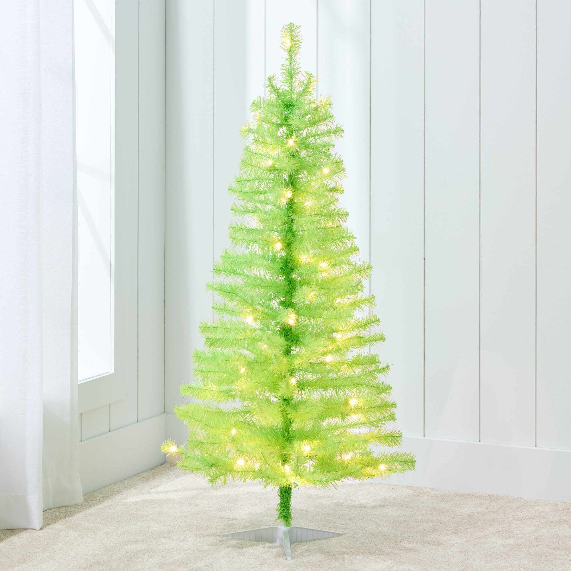 Pre-lit Colorful Mini Spruce Christmas Tree w/ LED Lights - 4ft - Lime Green