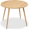 Round Mid-Century Modern 35.5in Dining Table, Dinette for Home or Kitchen w/Wood Finish Steel Legs - Natural