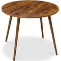 Round Mid-Century Modern 35.5in Dining Table, Dinette for Home or Kitchen w/Wood Finish Steel Legs - Brown