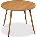 Round Mid-Century Modern 35.5in Dining Table, Dinette for Home or Kitchen w/Wood Finish Steel Legs - Pecan