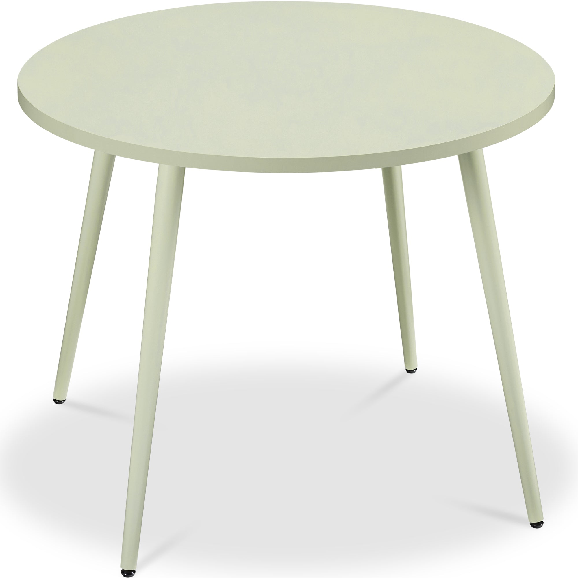Round Mid-Century Modern 35.5in Dining Table, Dinette for Home or Kitchen w/Wood Finish Steel Legs - Sage