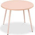 Round Mid-Century Modern 35.5in Dining Table, Dinette for Home or Kitchen w/Wood Finish Steel Legs - Pink