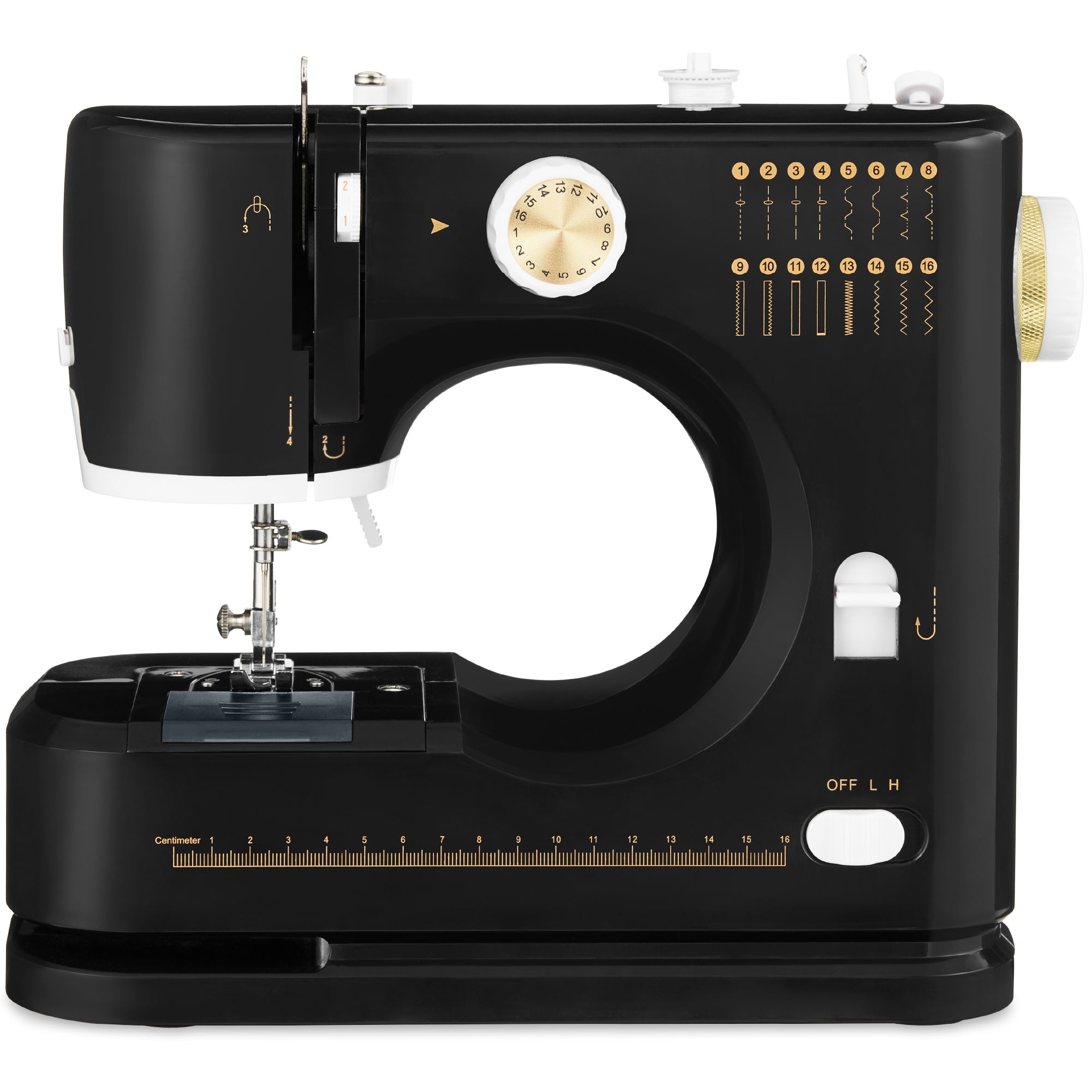 55-Piece Sewing Machine Kit for Beginners w/ 16 Stitch Patterns - Black/Gold