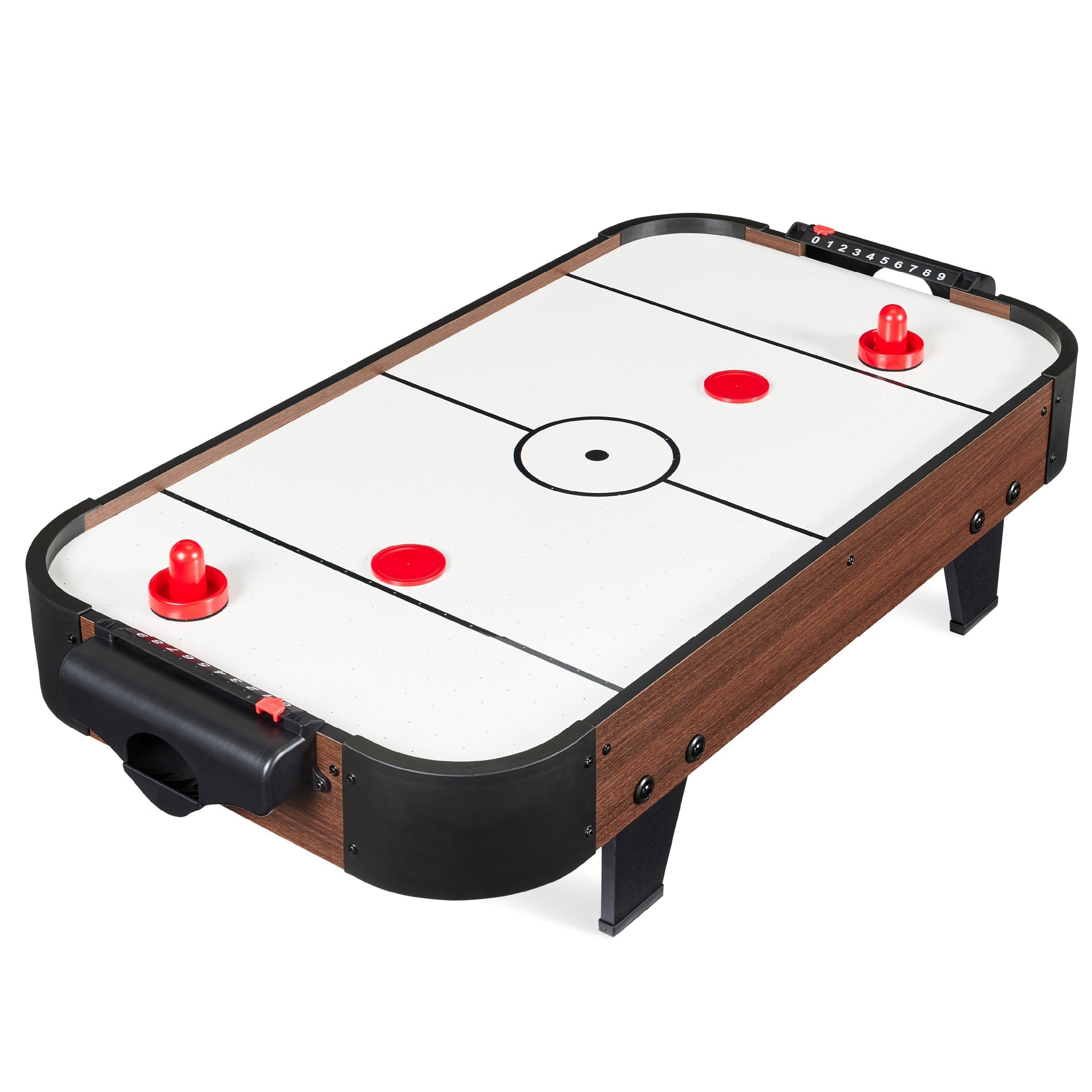 Tabletop Air Hockey Arcade Game Table w/ 2 Pucks, 2 Strikers - 40in - Black Walnut