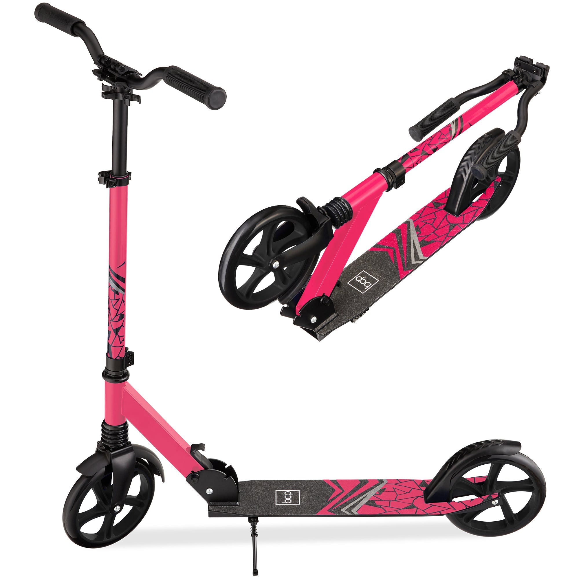 Kids Height Adjustable Kick Scooter w/ Carrying Strap, Non-Slip Deck - Pink