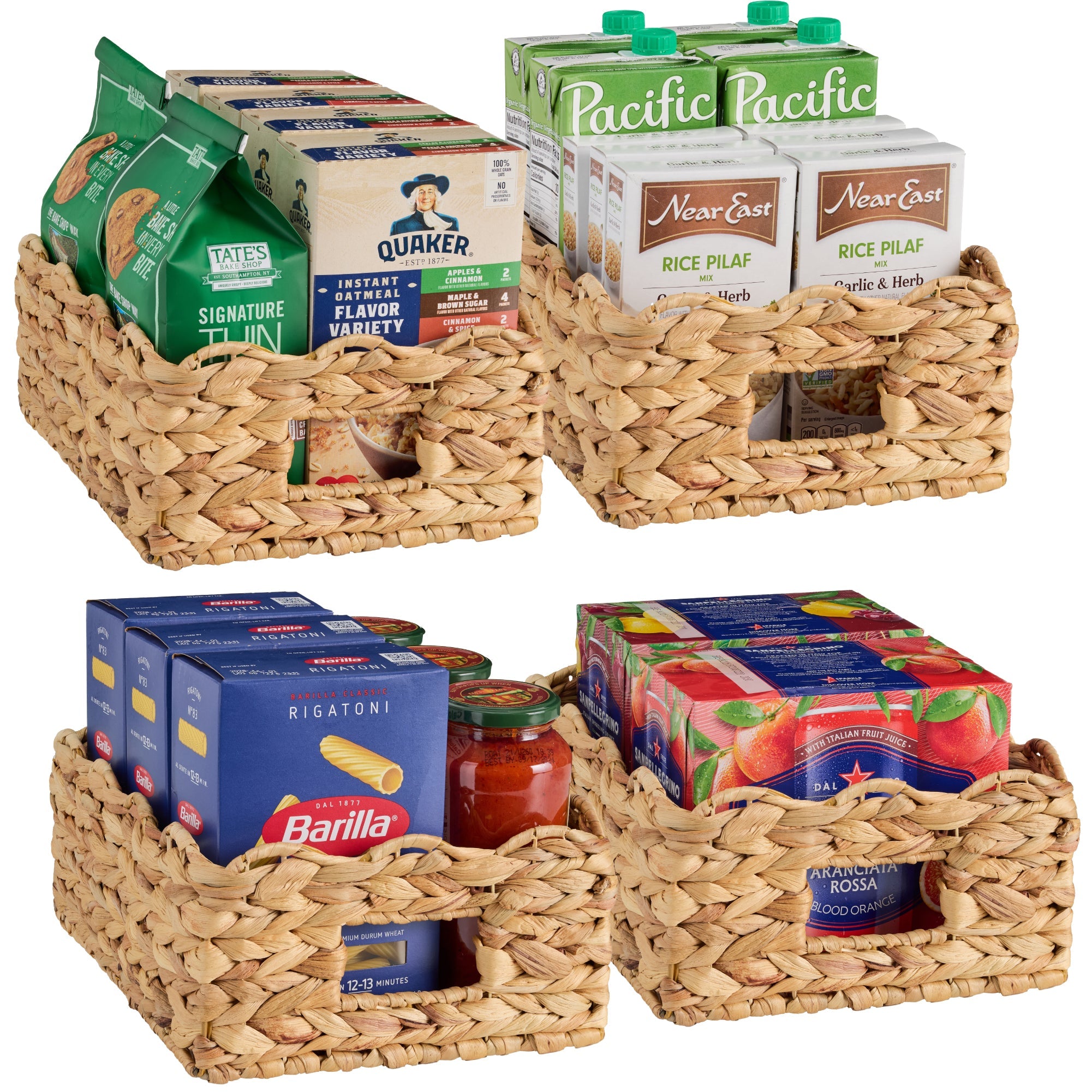 9x12 Scalloped Shelf Basket, Pantry Bins, 4 Pack - Natural