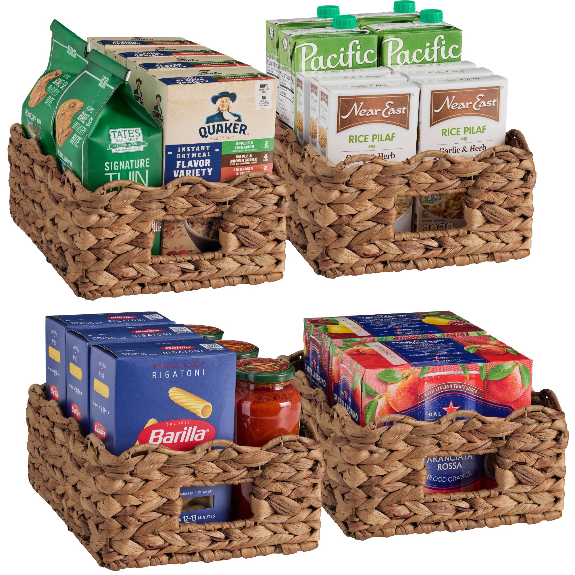 9x12 Scalloped Shelf Basket, Pantry Bins, 4 Pack - Chestnut